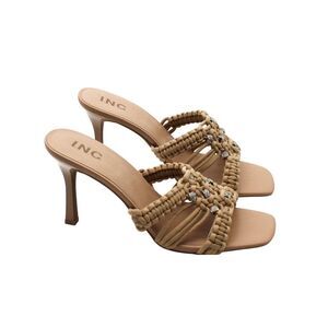 Inc Womens Black Comfort Ruched Birana Square Toe Stiletto Slip on Heeled Sandal